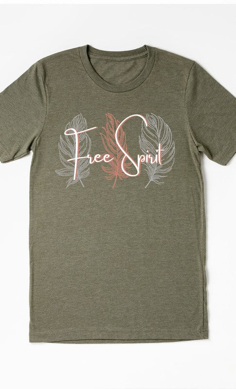 Boho Free Spirit Feather Graphic Tee