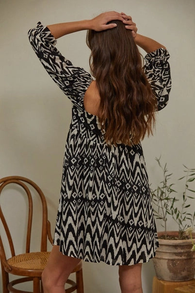 Evelynn Black & Ivory Mini Dress