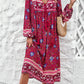 Tassel Tied Printed Long Sleeve Dress