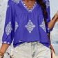 Printed V-Neck Three-Quarter Sleeve Blouse