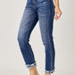 Risen Full Size High-Rise Frayed Cuffed Straight Jeans