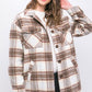 Plaid Button Up Jacket with Sherpa Lining