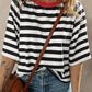 Striped Round Neck Raglan Sleeve T-Shirt