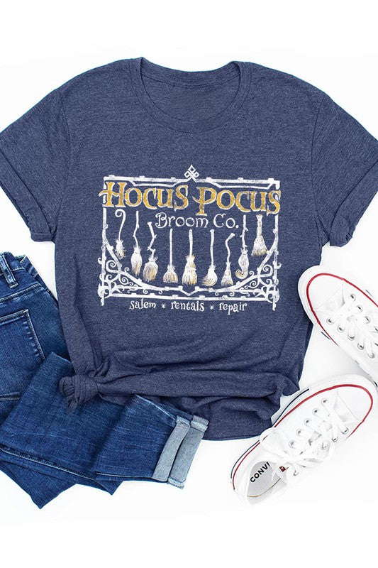 Hocus Pocus Broom Company Halloween Unisex Graphic T-Shirt