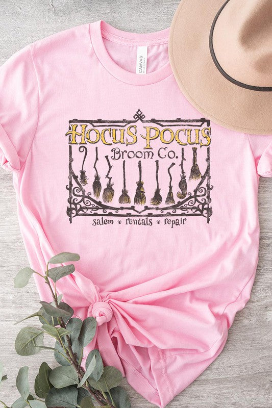 Hocus Pocus Broom Company Halloween Unisex Graphic T-Shirt