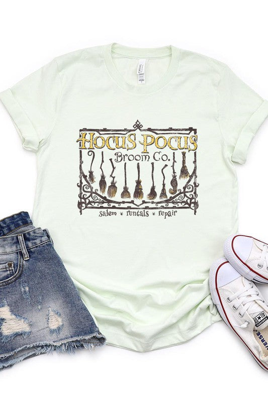 Hocus Pocus Broom Company Halloween Unisex Graphic T-Shirt