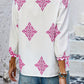 Printed V-Neck Three-Quarter Sleeve Blouse