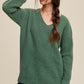 Slouchy V-neck Ribbed Knit Sweater