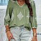 Printed V-Neck Three-Quarter Sleeve Blouse