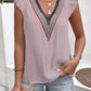 Full Size Ruffled V-Neck Cap Sleeve Blouse