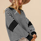 BiBi Striped Contrast Long Sleeve Knit Top