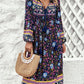 Tassel Tied Printed Long Sleeve Dress