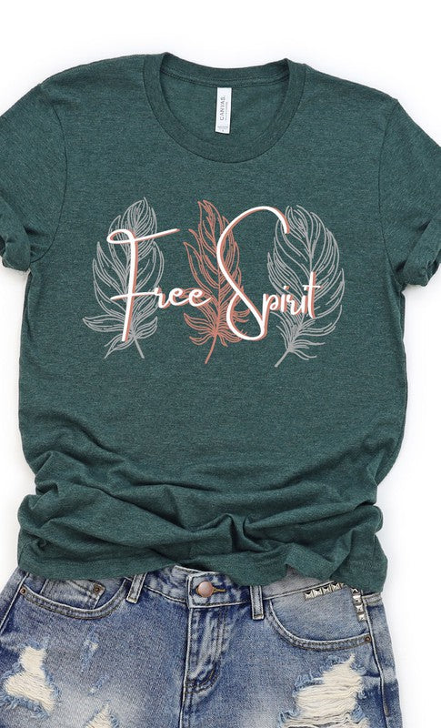 Boho Free Spirit Feather Graphic Tee