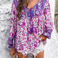 Printed Tie Neck Long Sleeve Blouse