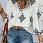 Printed V-Neck Three-Quarter Sleeve Blouse