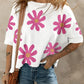 Flower Round Neck Half Sleeve T-Shirt