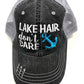 Lake Hair Don't Care Blue Anchor Trucker Hat