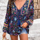 Printed Tie Neck Long Sleeve Blouse