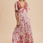 Flutter Sleeve Border Print Maxi Dress