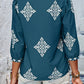 Printed V-Neck Three-Quarter Sleeve Blouse