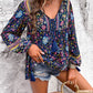 Printed Tie Neck Long Sleeve Blouse