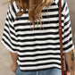 Striped Round Neck Raglan Sleeve T-Shirt