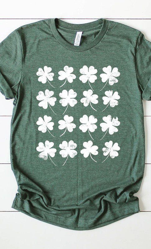 Distressed Clover Grid Graphic Tee