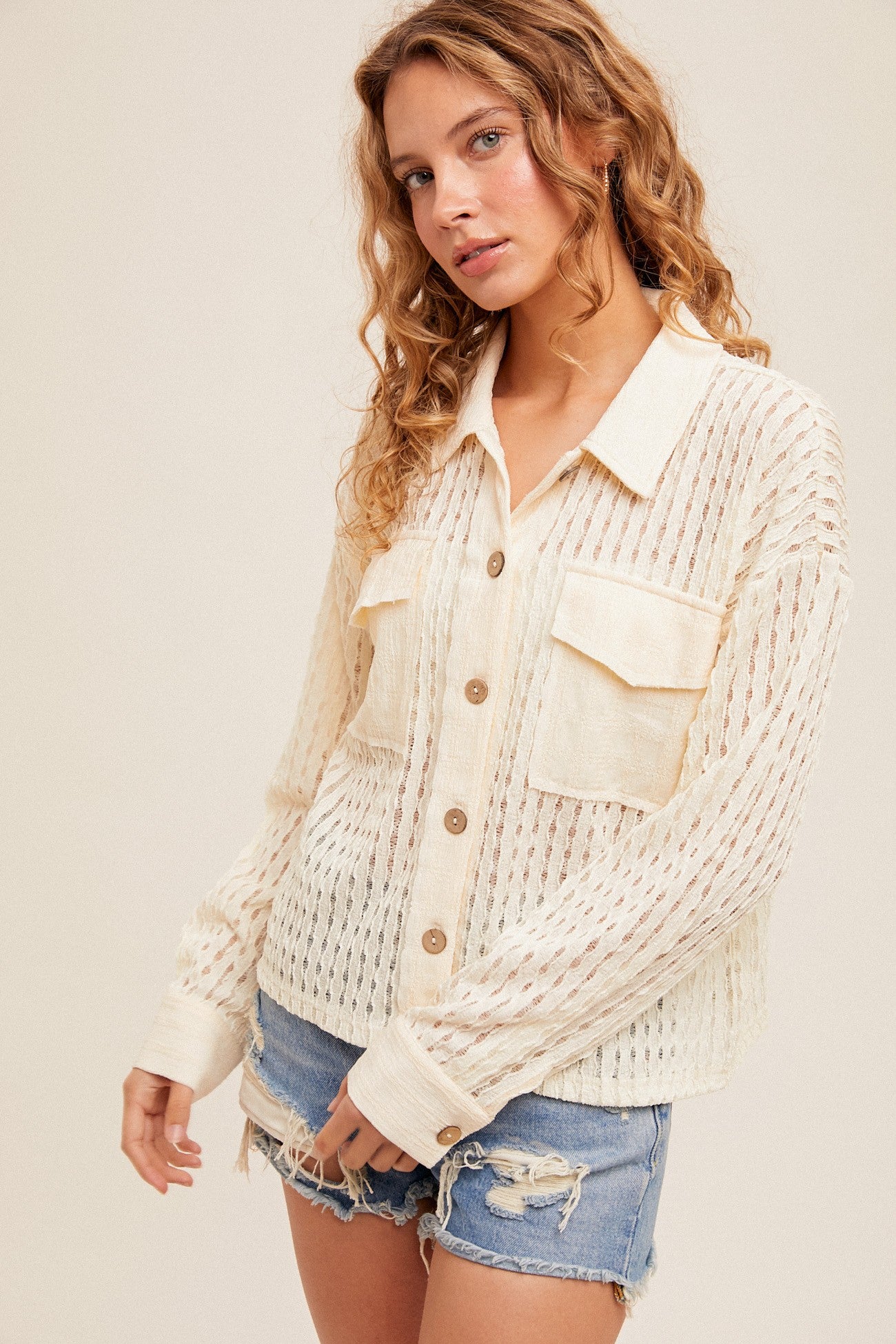 Oversize Front Pocket Button Down Shirt/Jacket