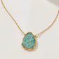 Luna Norte Earth, Wind and Fire Genuine Stone Necklace Gold -Amazonite