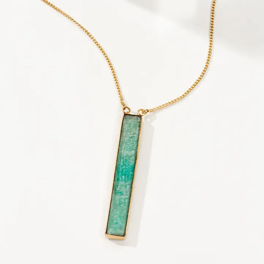 Luna Norte Sticks and Stones Long Gold Necklace - Amazonite