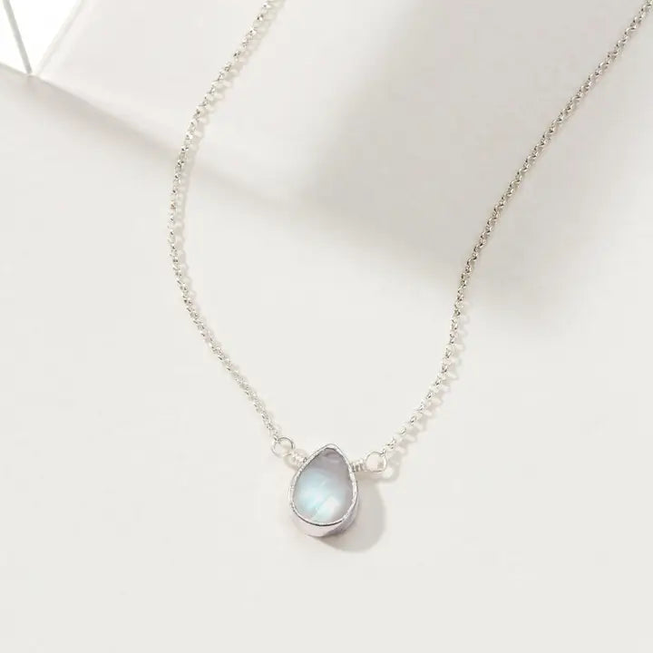 Luna Norte Silver Delicate Gemstone Necklace - Moonstone