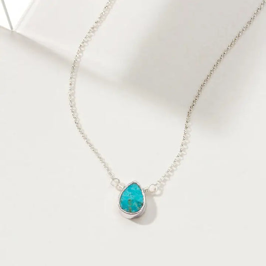 Luna Norte Silver Delicate Gemstone Necklace - Turquoise