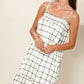 Plieone Grid Print Smocked Midi Dress