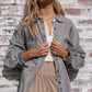 Oversized Shirt with Balloon Sleeve &  Button Closure