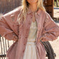 Oversized Shirt with Balloon Sleeve &  Button Closure