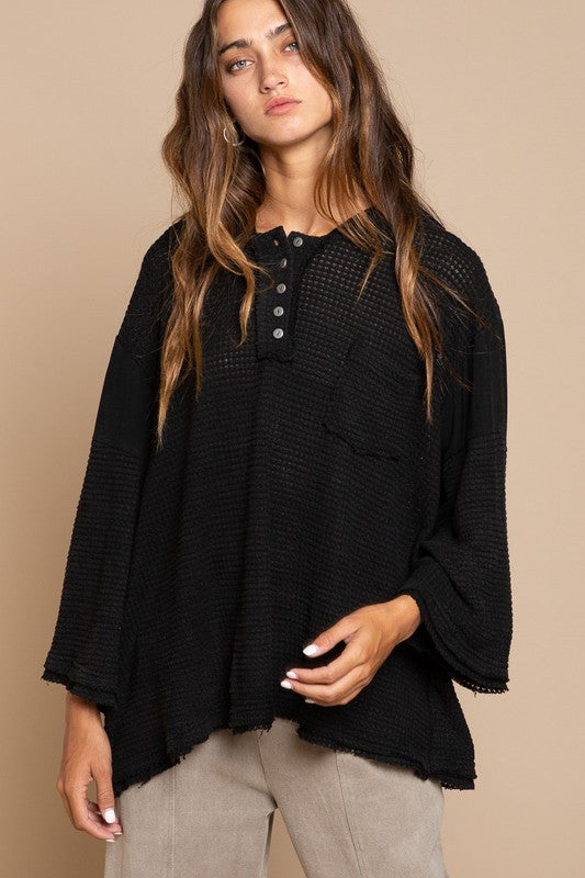 Long Sleeve Oversized Hoodie Top with Pocket