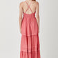 SHIRRED RUFFLE FOLDED DETAIL MAXI DRESS