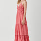 SHIRRED RUFFLE FOLDED DETAIL MAXI DRESS