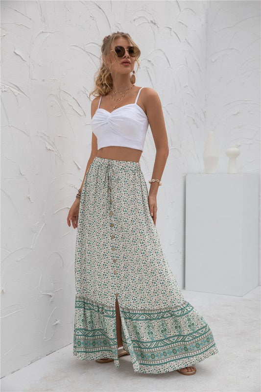 Womens Print Maxi Skirt