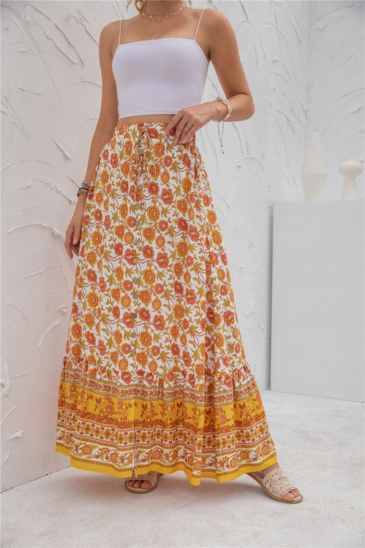 Womens Print Maxi Skirt