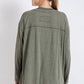 Mineral Washed Round Neckline Long Sleeve Top