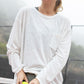 Mineral Washed Round Neckline Long Sleeve Top