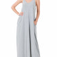 V-NECK CAMI MAXI DRESS WITH SIDE POCKETS