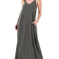 V-NECK CAMI MAXI DRESS WITH SIDE POCKETS