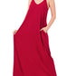 V-NECK CAMI MAXI DRESS WITH SIDE POCKETS