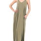 V-NECK CAMI MAXI DRESS WITH SIDE POCKETS