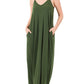 V-NECK CAMI MAXI DRESS WITH SIDE POCKETS