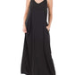 V-NECK CAMI MAXI DRESS WITH SIDE POCKETS