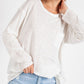 Mineral Washed Round Neckline Long Sleeve Top
