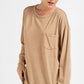 Mineral Washed Round Neckline Long Sleeve Top